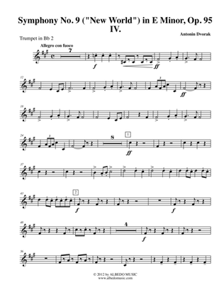 Dvorak Symphony No. 9, New World, Movement IV - Trumpet in Bb 2 (Transposed Part), Op.95