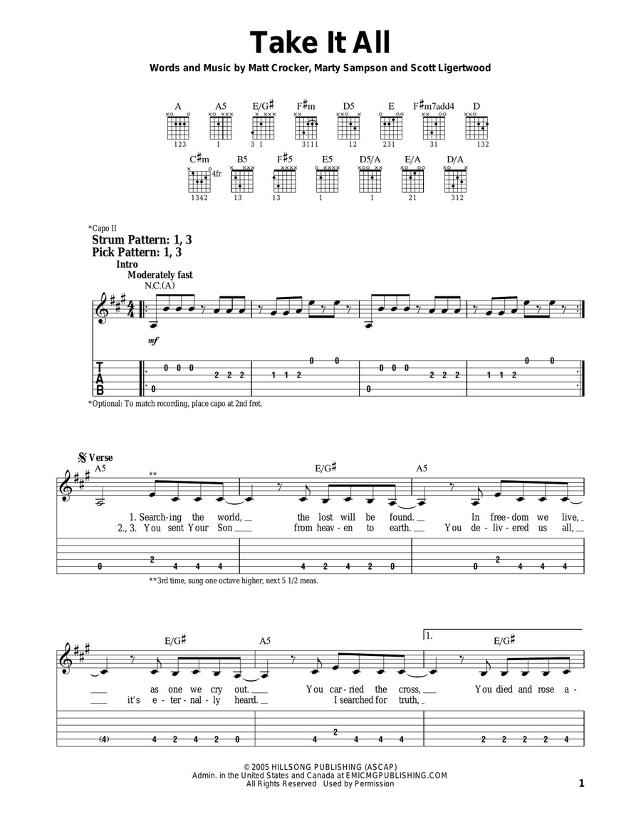 Take It All Acoustic Guitar scores gallery preview page 1