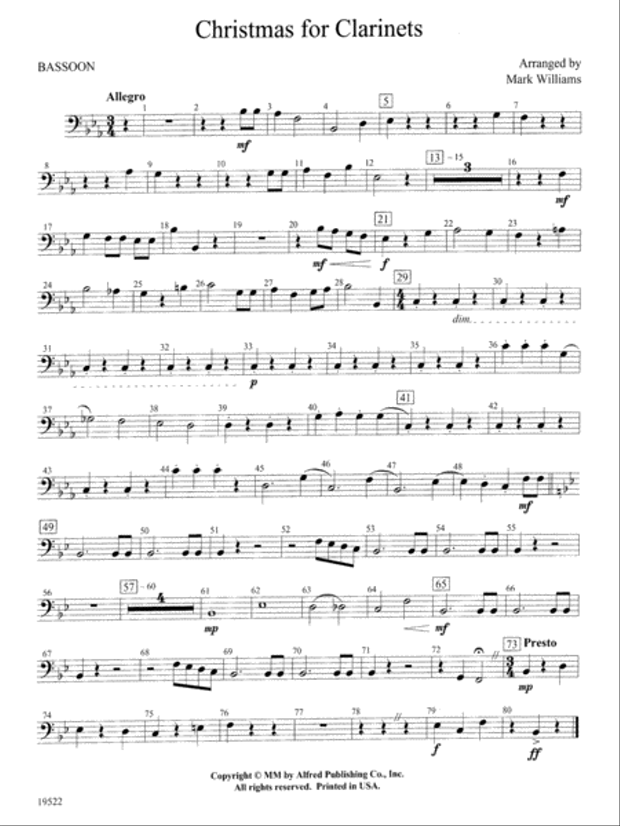 Christmas for Clarinets: Bassoon Concert Band scores gallery preview page 1
