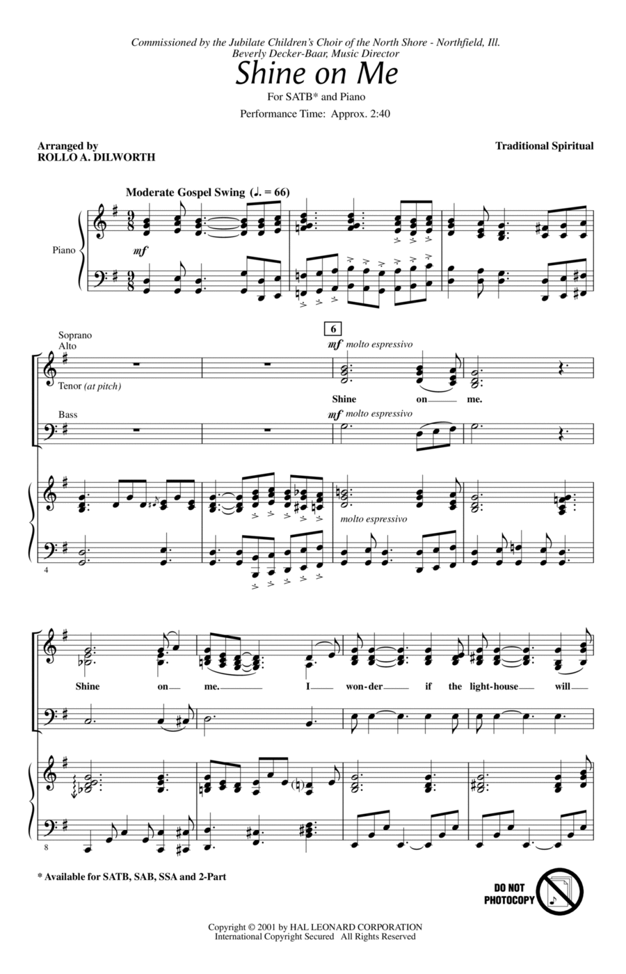 Shine On Me 4-Part scores gallery preview page 1