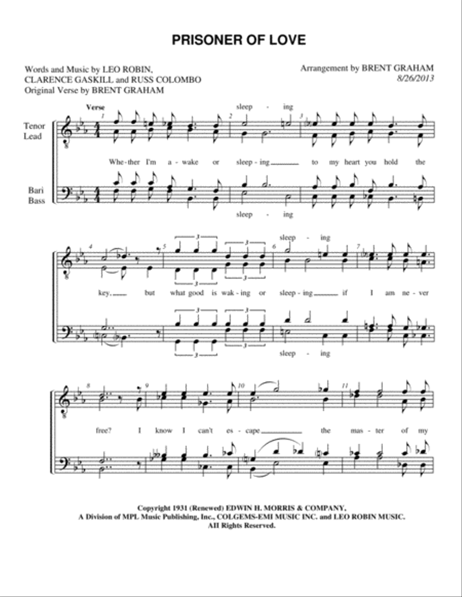 Prisoner Of Love TTBB scores gallery preview page 1