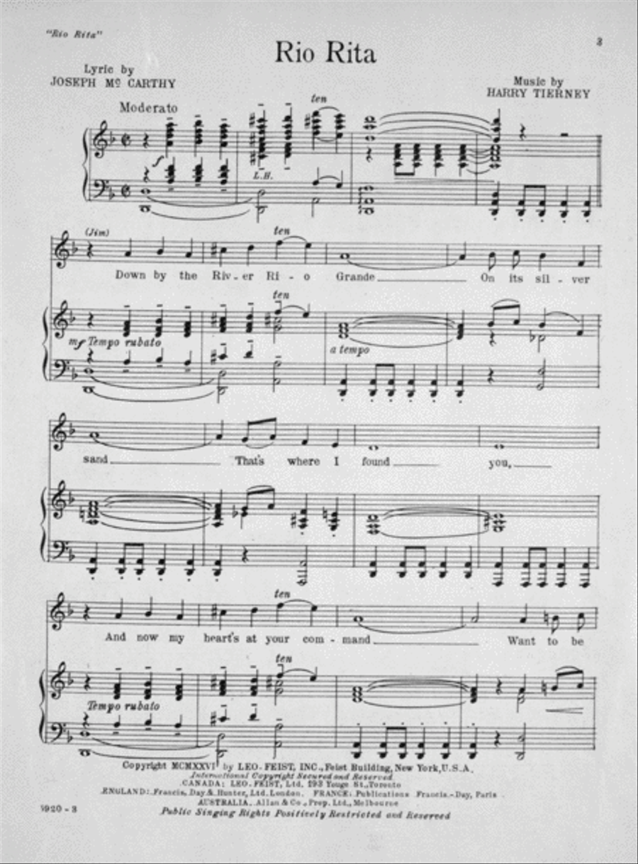 Rio Rita Voice scores gallery preview page 2