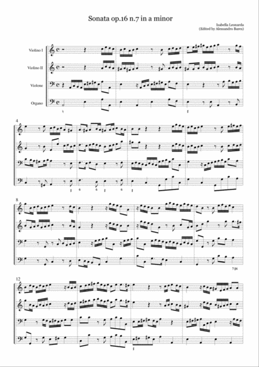 Isabella Leonarda, Sonata op.16 n.7 in a minor Small Ensemble scores gallery preview page 2