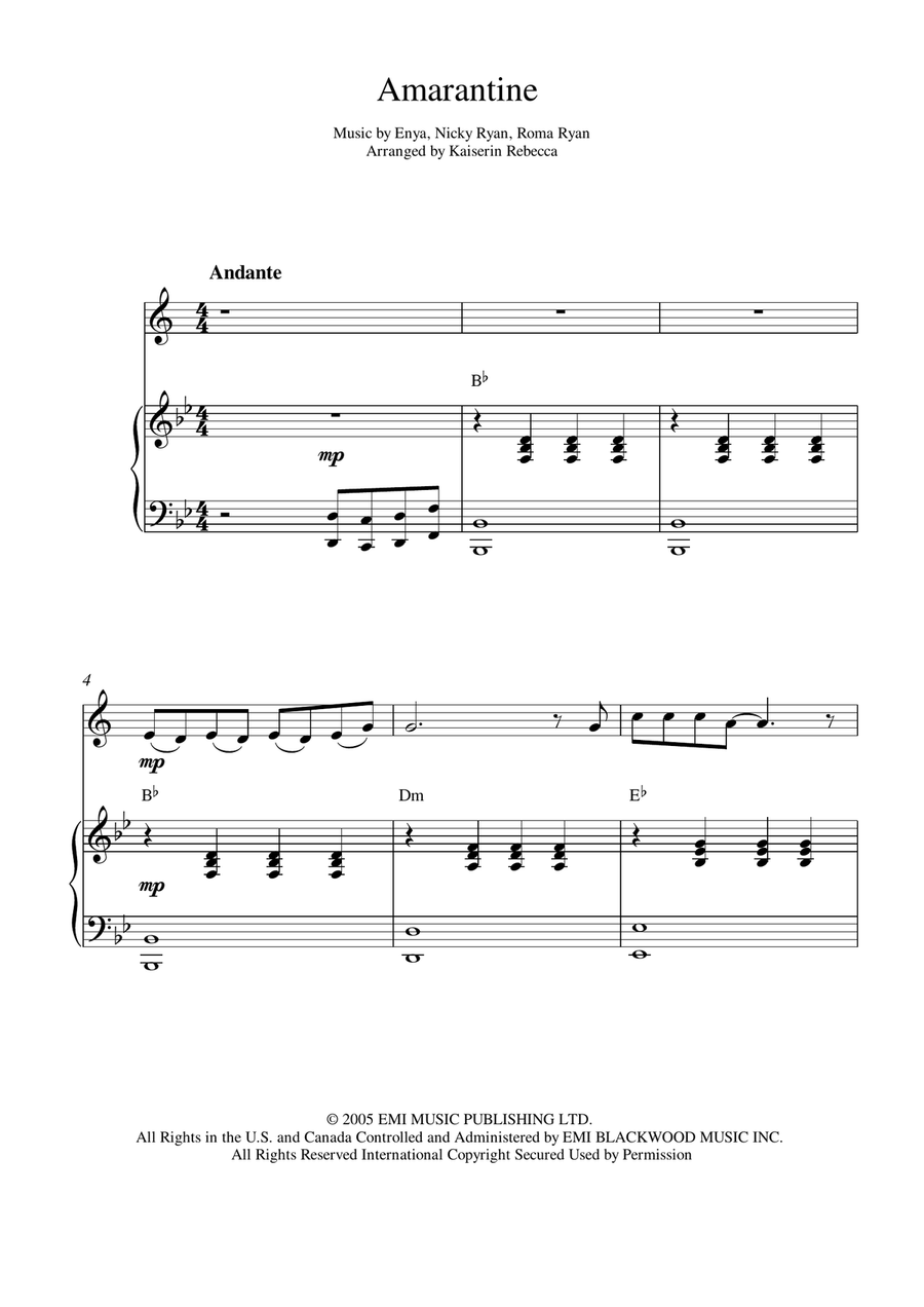 Amarantine Amarantine Trumpet Solo scores gallery preview page 1