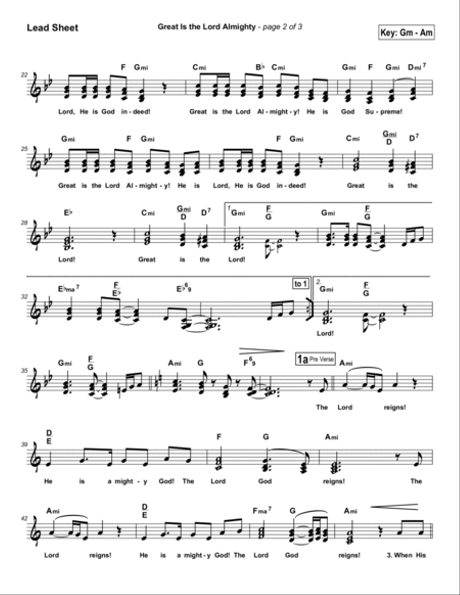 Great Is The Lord Almighty Piano scores gallery preview page 2