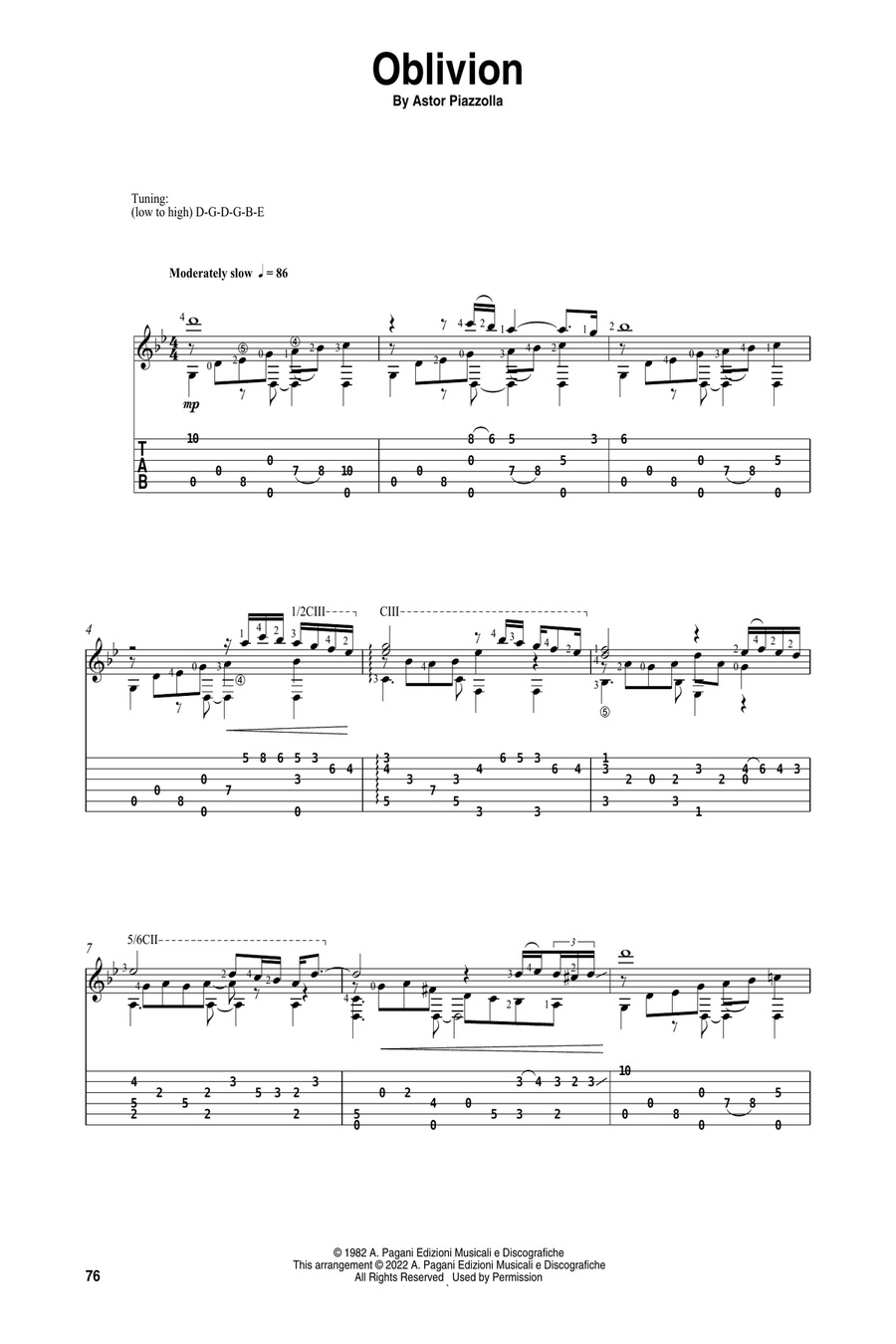 Oblivion (arr. Celil Refik Kaya) Acoustic Guitar scores gallery preview page 1