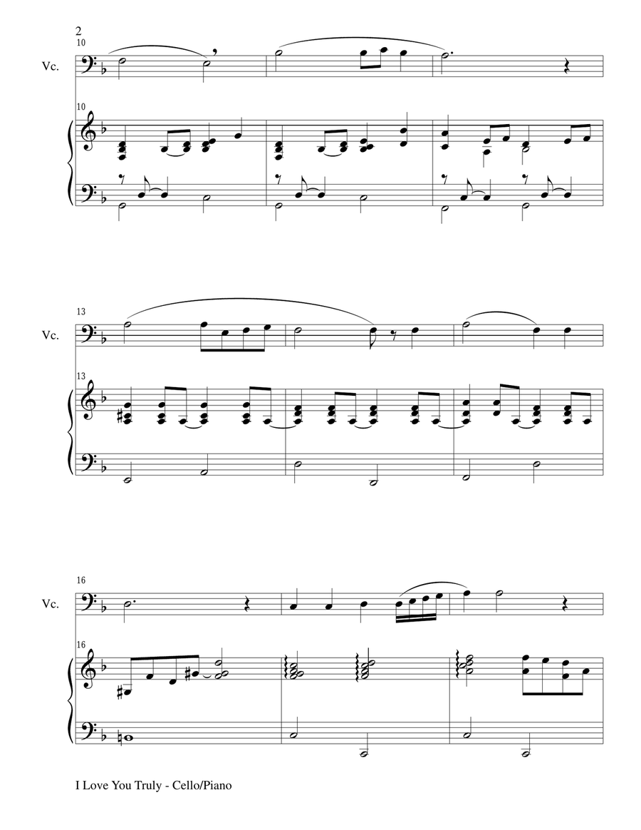 I LOVE YOU TRULY (Duet for Cello/Piano with Score and Cello Part) String Duet scores gallery preview page 2
