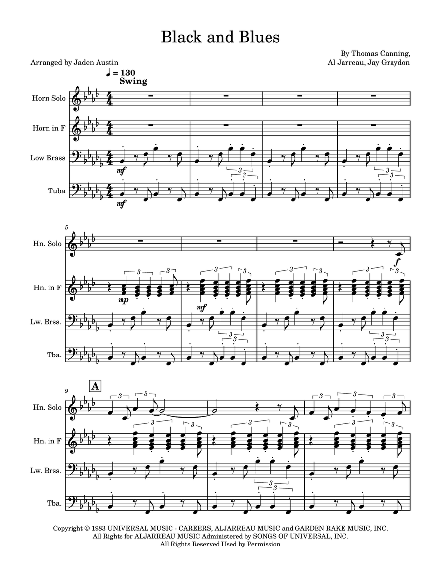 Black And Blues - Score Only Brass Ensemble scores gallery preview page 1
