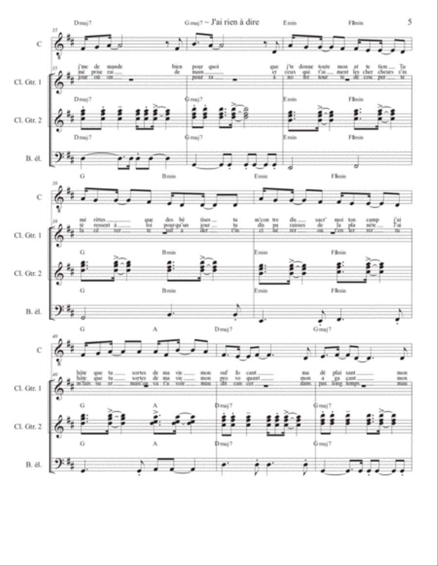 J'ai rien à dire J'ai rien à dire Electric Guitar scores gallery preview page 5