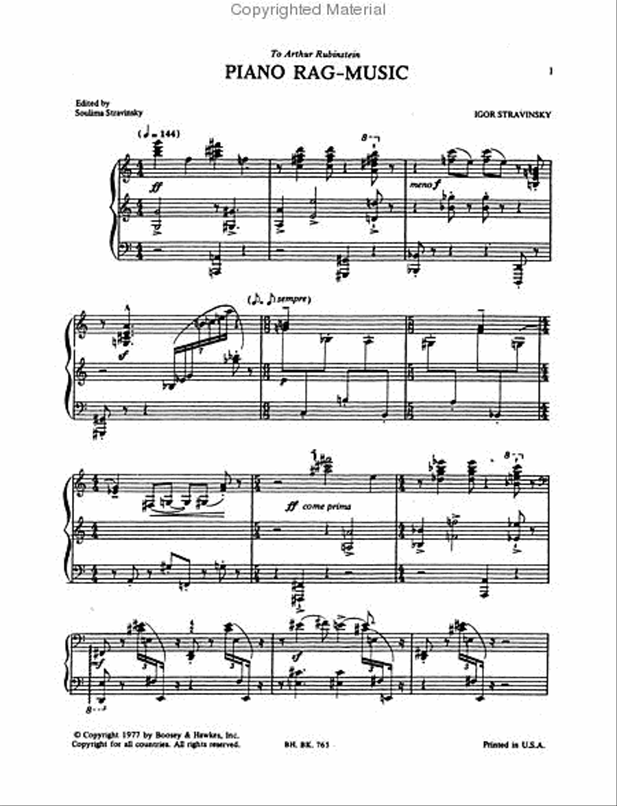 The Short Piano Pieces by Igor Stravinsky Piano Solo Sheet Music