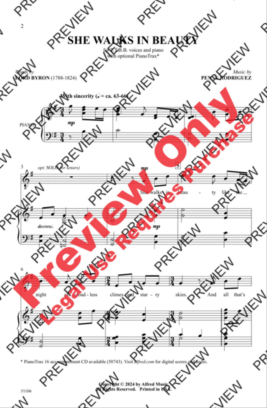 She Walks in Beauty Men's Choir scores gallery preview page 2