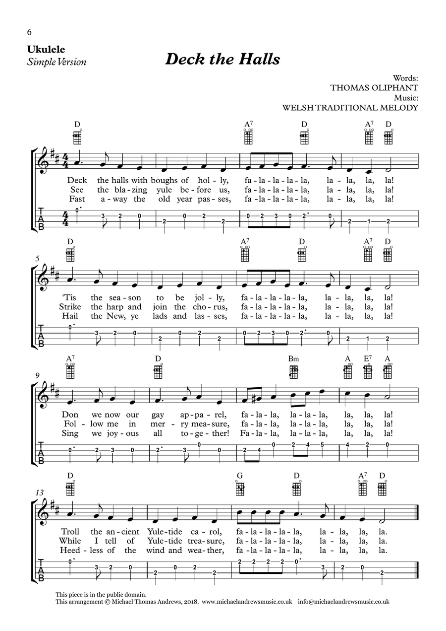 Christmas Ukulele – 25 Favourite Carols and Songs for Ukulele with TAB Ukulele scores gallery preview page 6