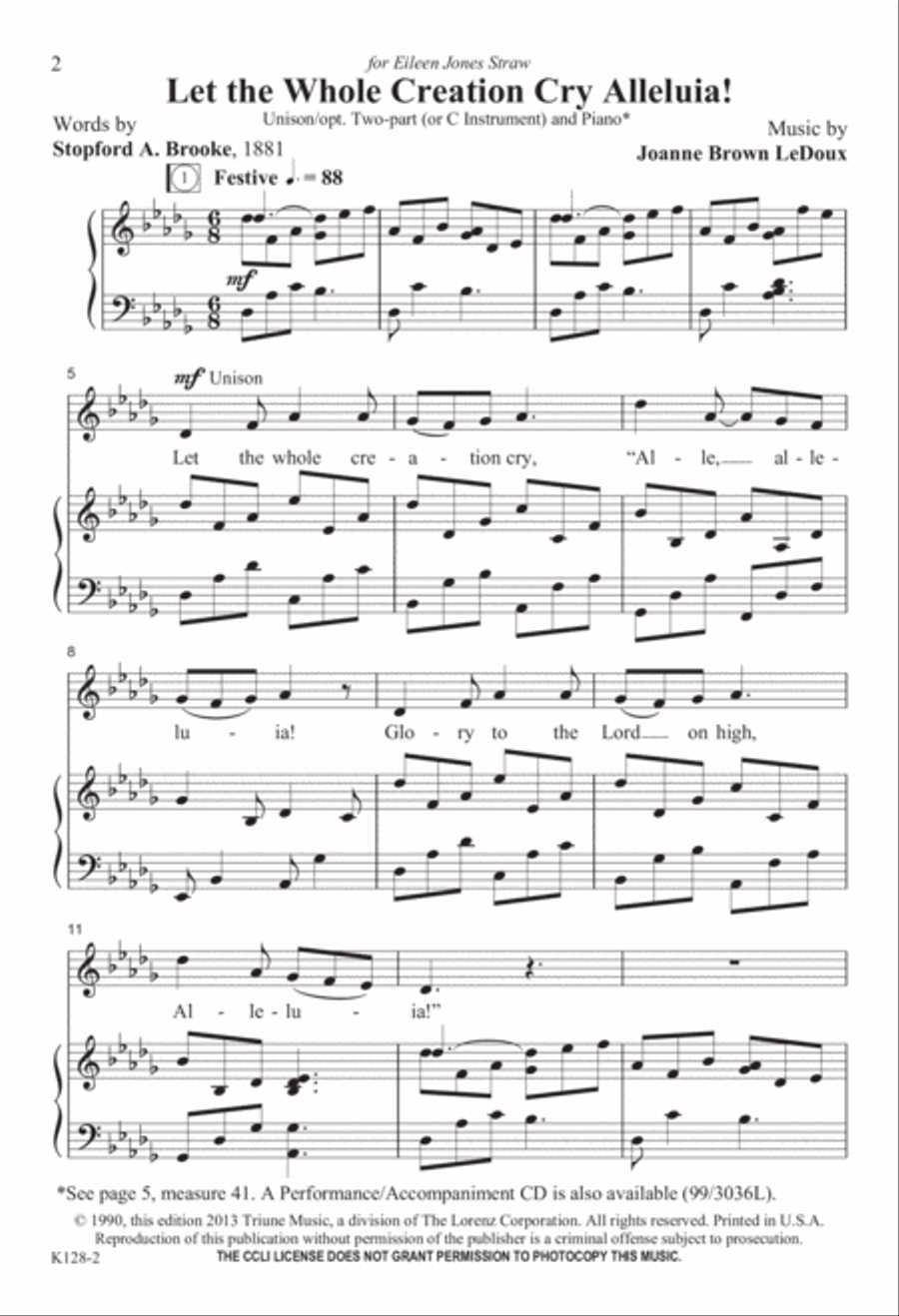 Let the Whole Creation Cry Alleluia! 2-Part scores gallery preview page 2