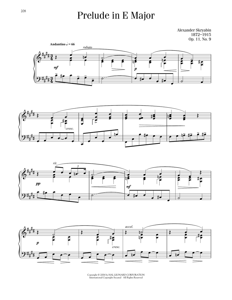 Prelude, Op. 11, No. 9 Piano Solo scores gallery preview page 1