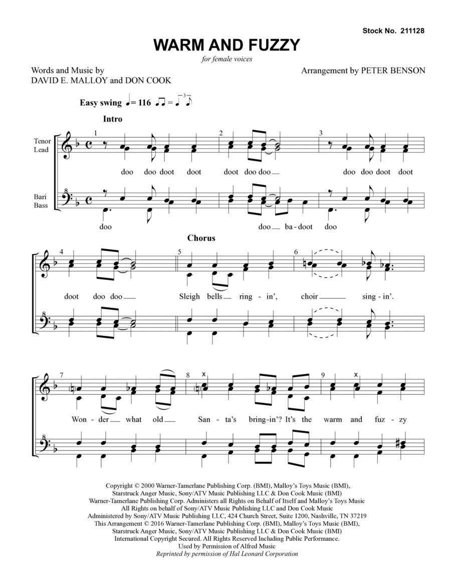 Warm and Fuzzy (arr. Peter Benson) SSAA scores gallery preview page 1