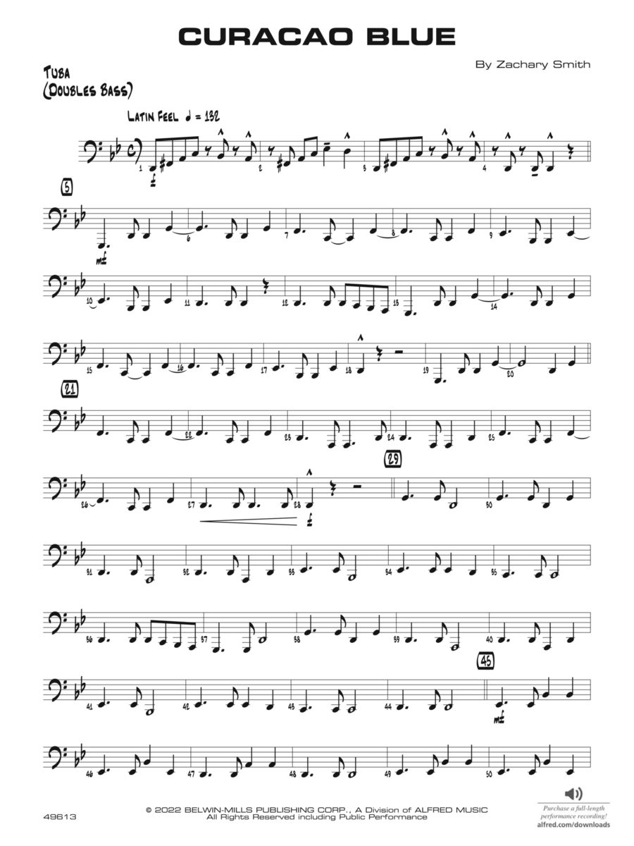 Curacao Blue: Tuba Curacao Blue: Tuba Jazz Ensemble scores gallery preview page 1
