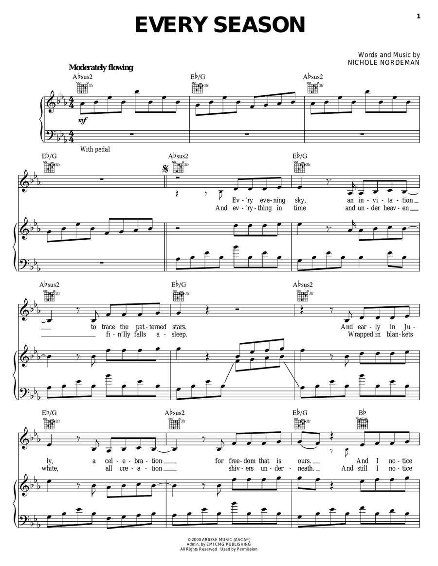 Every Season Every Season Piano, Vocal, Guitar scores gallery preview page 1