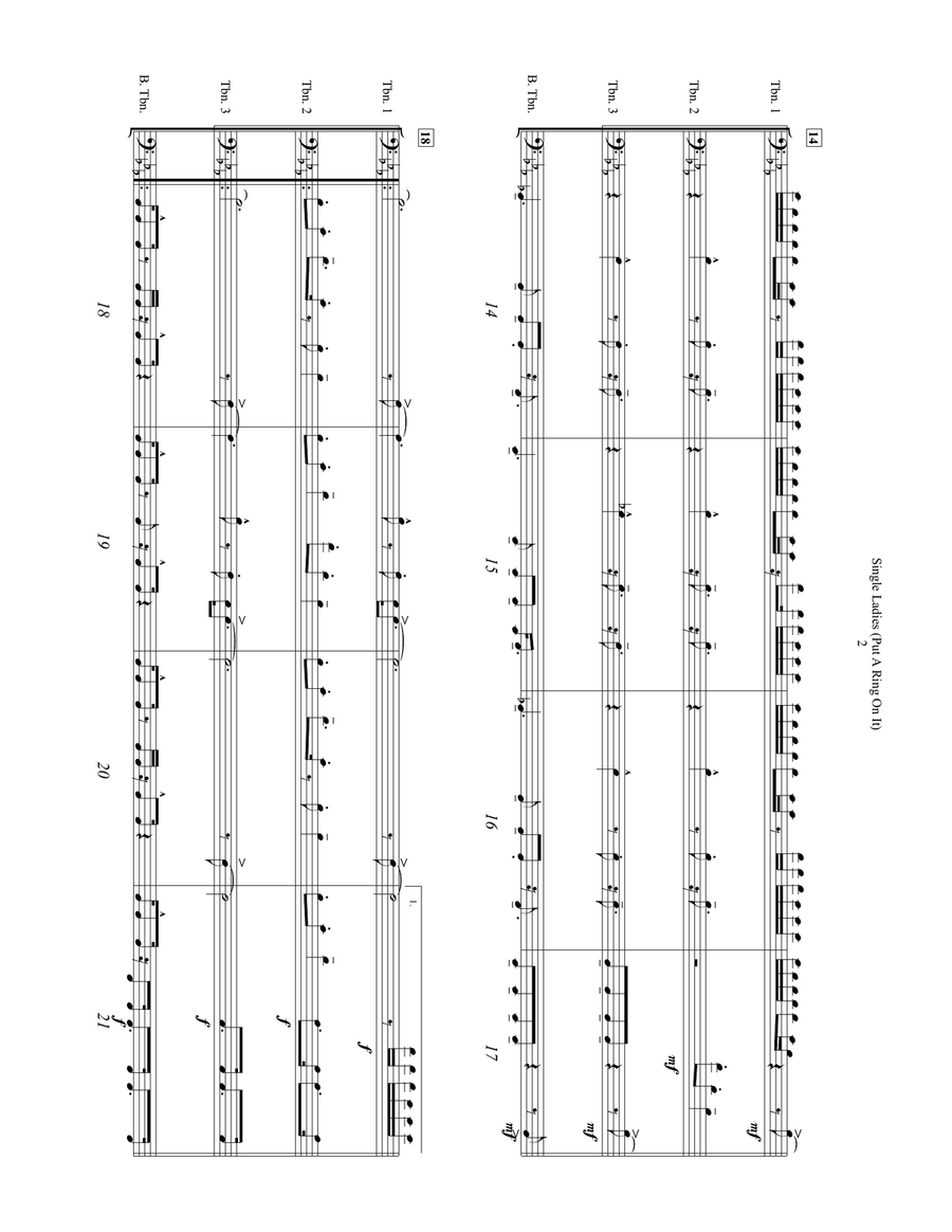 Single Ladies (Put A Ring On It) Brass Quartet scores gallery preview page 2