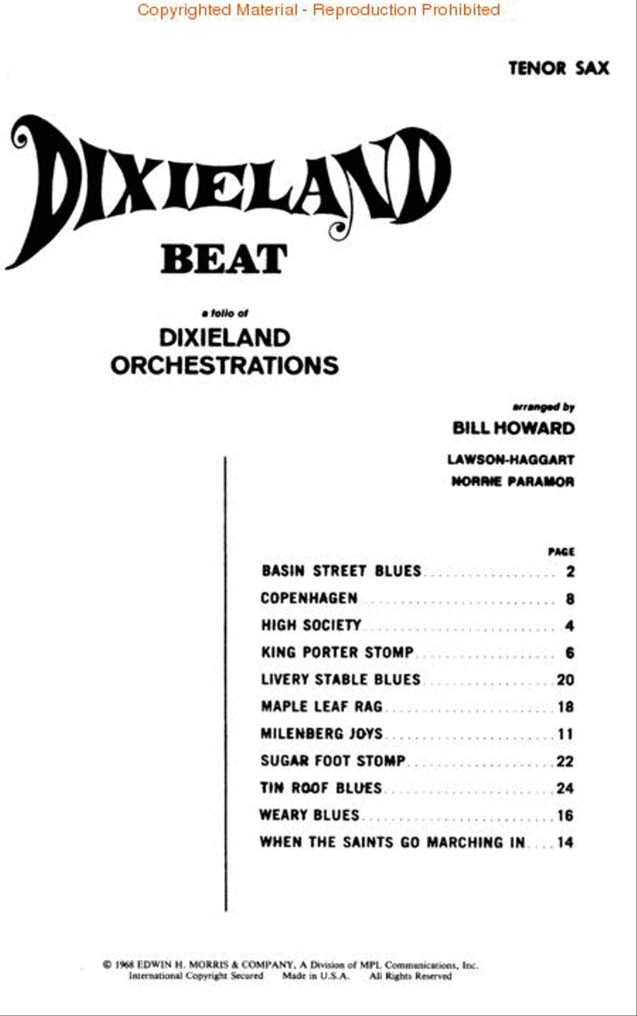 Dixieland Beat No. 1 - Tenor Sax