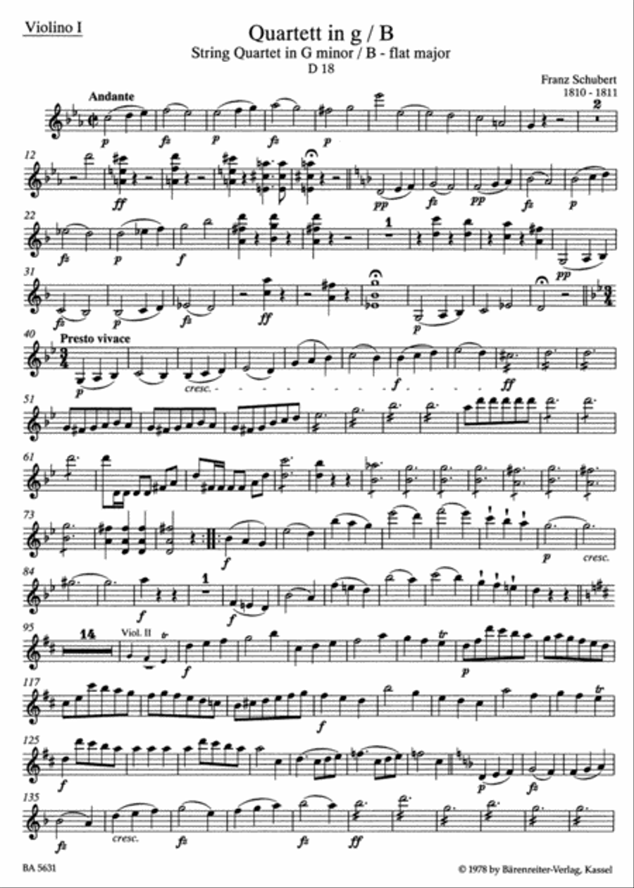 String Quartets II D 18, 32, 36, 68 String Quartet scores gallery preview page 2
