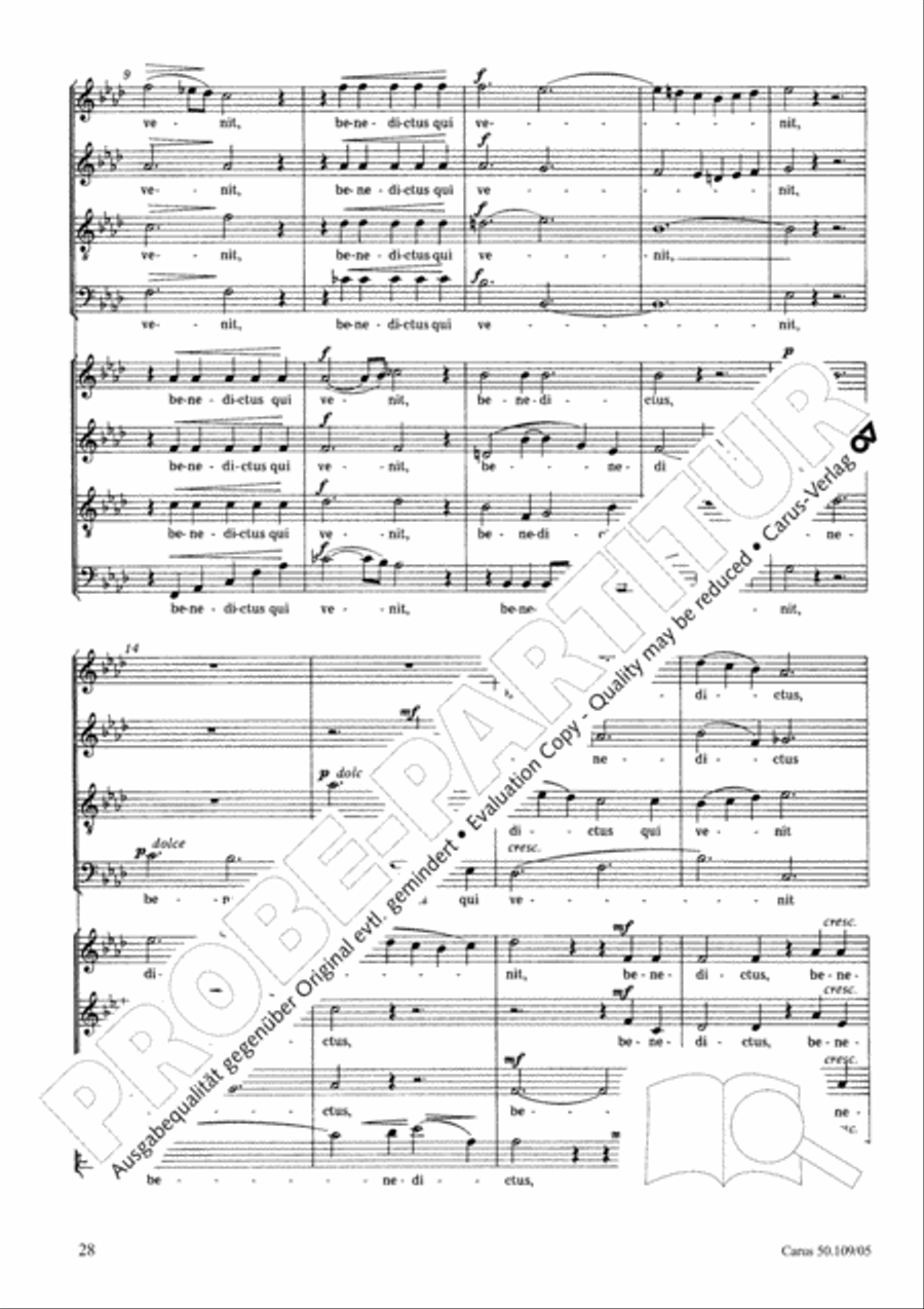 Mass in E flat major (Messe in Es) 4-Part scores gallery preview page 29
