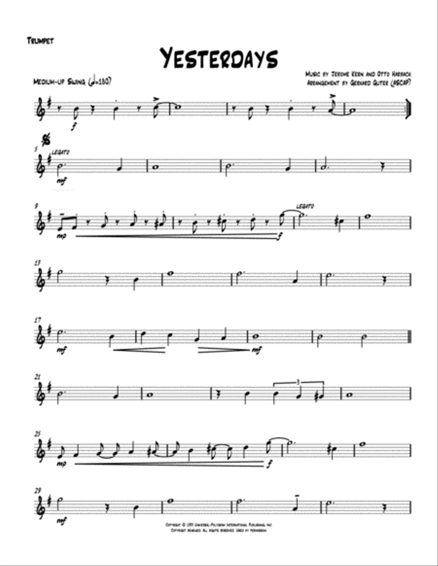 Yesterdays Jazz Ensemble scores gallery preview page 1