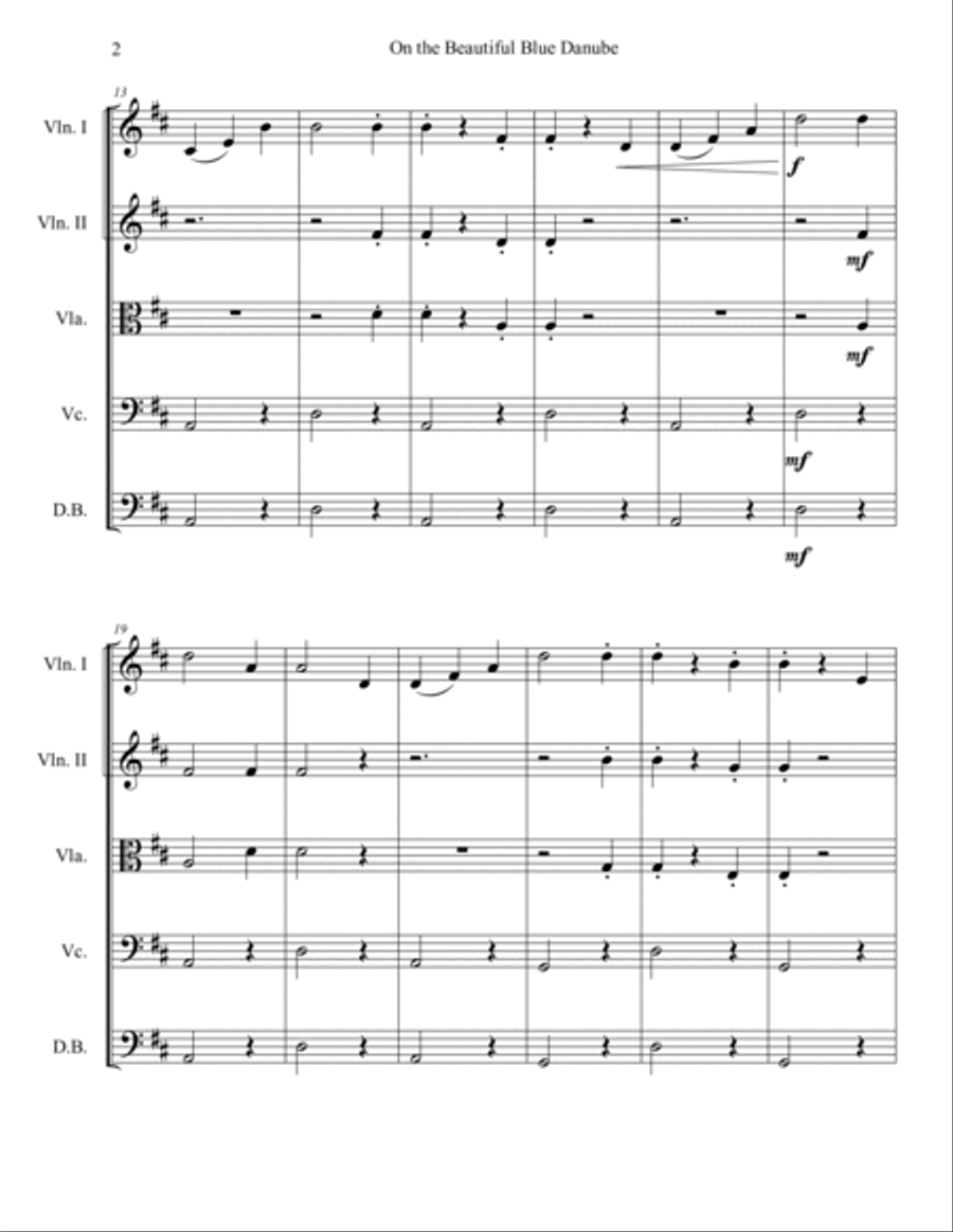 The Blue Danube (String Orchestra or Quintet) String Orchestra scores gallery preview page 2