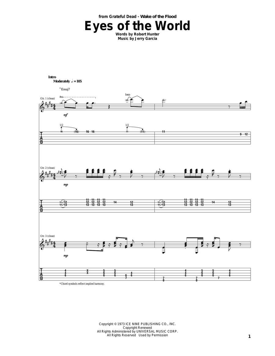 Eyes Of The World Acoustic Guitar scores gallery preview page 1