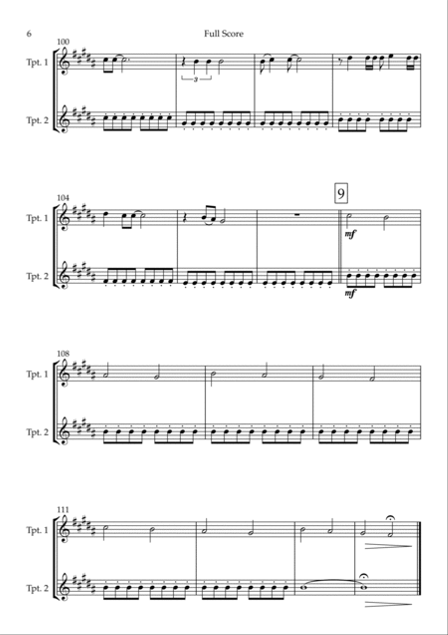 City Of Blinding Lights City Of Blinding Lights Trumpet Duet scores gallery preview page 6