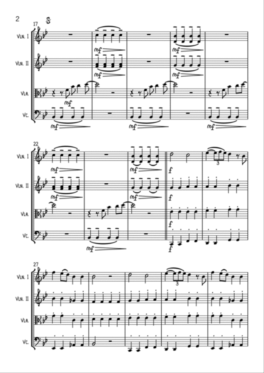 Wonderful Christmastime String Quartet scores gallery preview page 2
