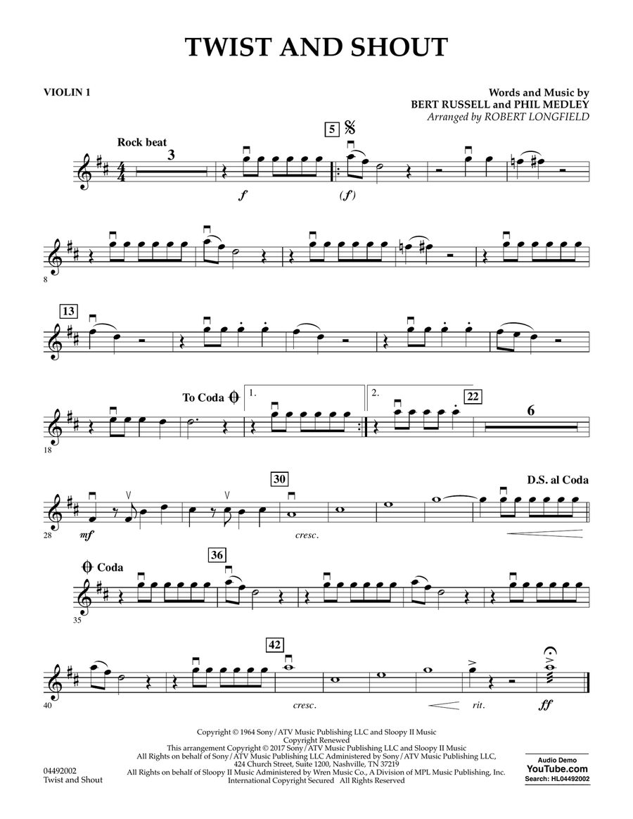 Twist and Shout - Violin 1 Orchestra scores gallery preview page 1