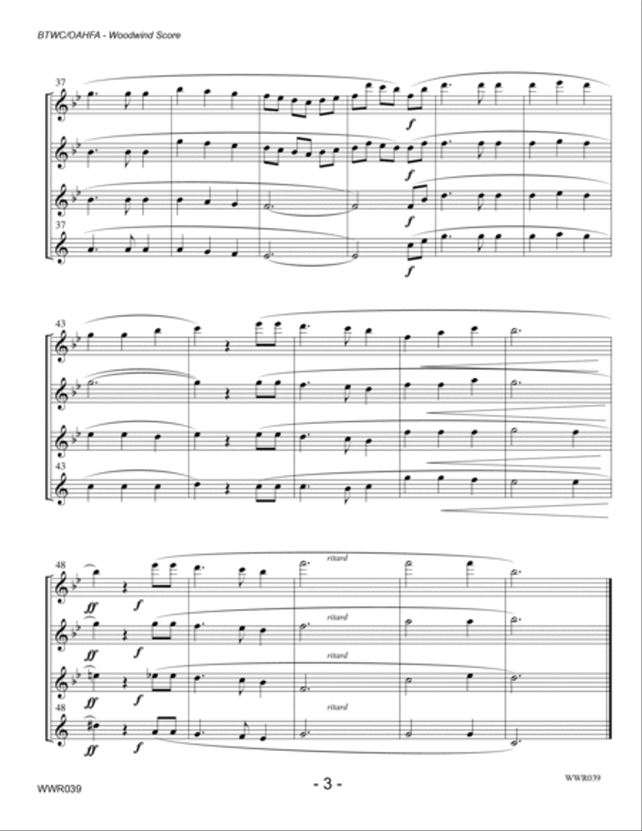 WHEN I SURVEY THE WONDROUS CROSS + ON A HILL FAR AWAY (Old Rugged Cross) 2 Flutes, Oboe & Clarinet Woodwind Quartet scores gallery preview page 3