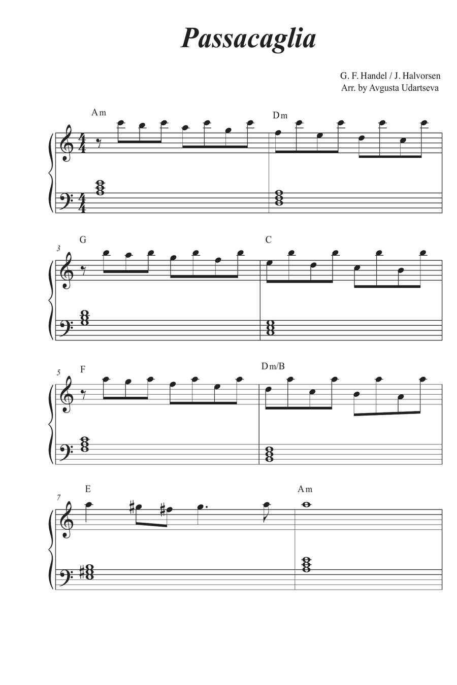 Passacaglia - Easy piano Easy Piano scores gallery preview page 1