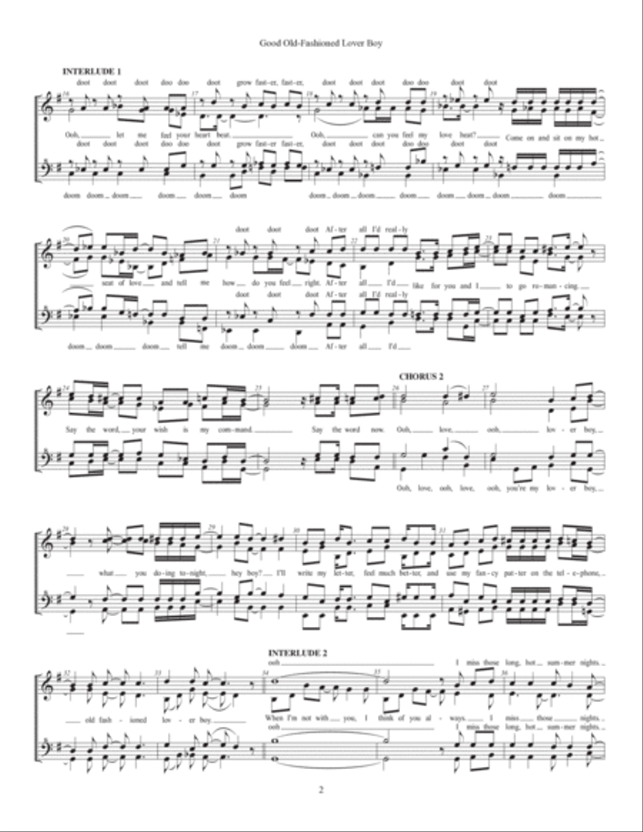 Good Old Fashioned Lover Boy A Cappella scores gallery preview page 2