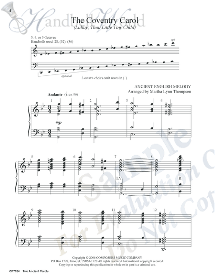 Two Ancient Carols Two Ancient Carols 5-Octaves scores gallery preview page 3