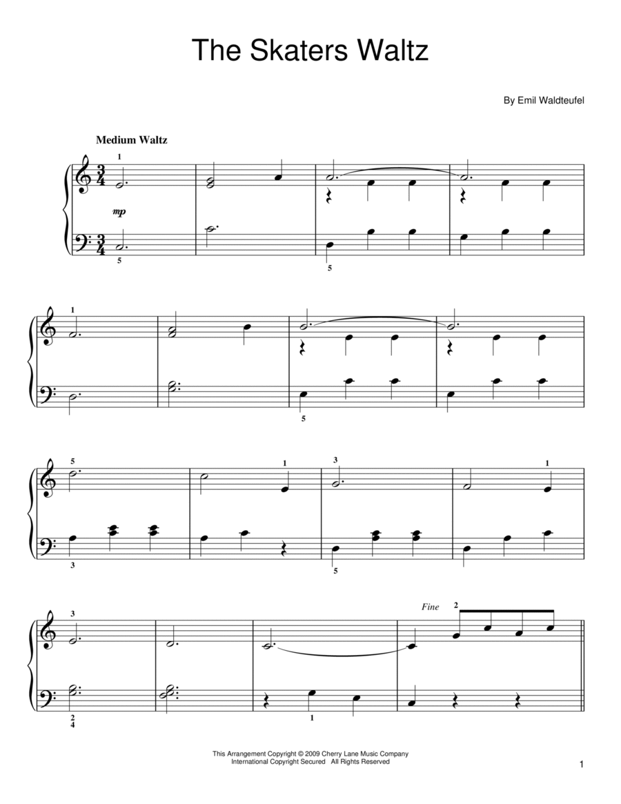 The Skaters Waltz Easy Piano scores gallery preview page 1