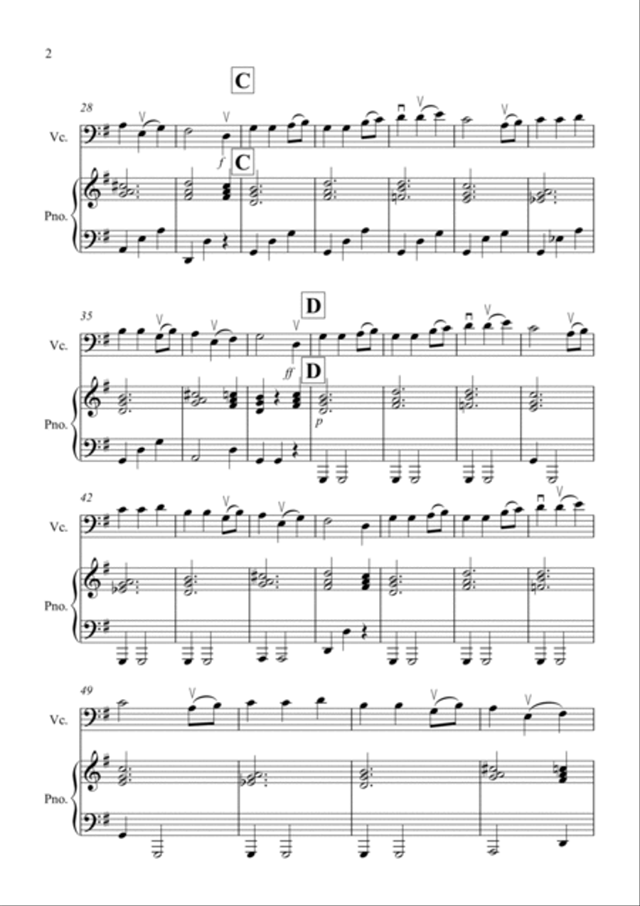 Away in a Manger for Cello and Piano Piano scores gallery preview page 2
