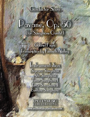 Book cover for Faure - Pavane, Op. 50 (for Saxophone Quintet SATTB)