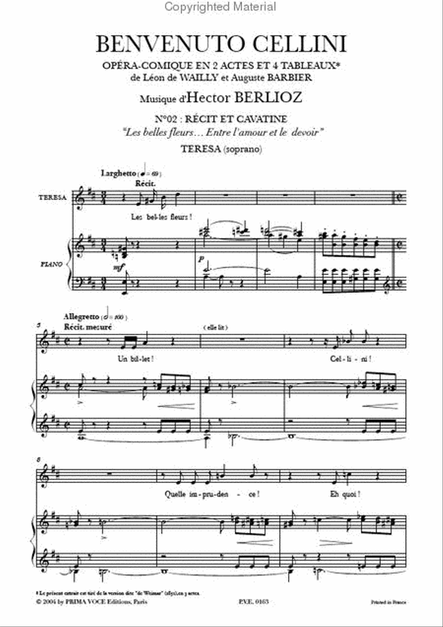 Les belles fleurs... Entre l'amour et le devoir from Benvenuto Cellini Soprano Voice scores gallery preview page 2