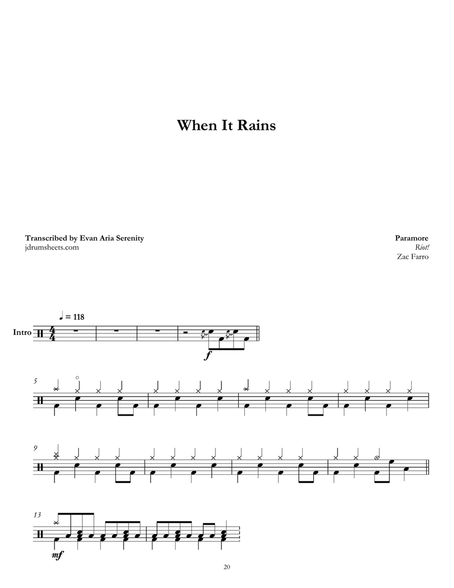 When It Rains Drum Set scores gallery preview page 1