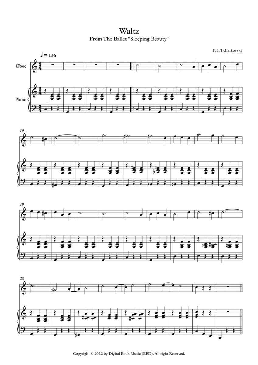 Waltz (Sleeping Beauty) - Peter Ilyich Tchaikovsky (Oboe + Piano) image number null