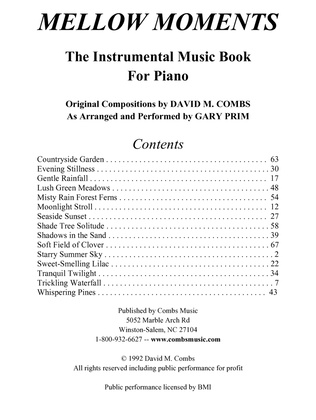 Mellow Moments - The Instrumental Music Book for Piano