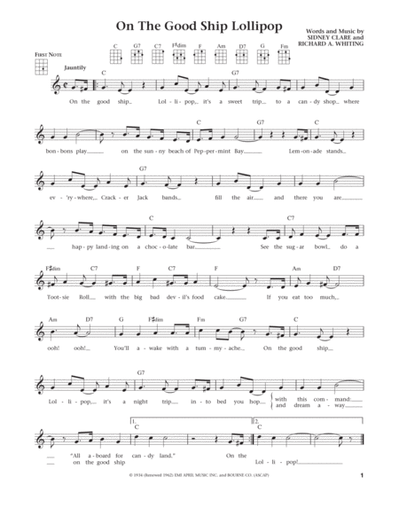 On The Good Ship Lollipop (from The Daily Ukulele) (arr. Liz and Jim Beloff)
