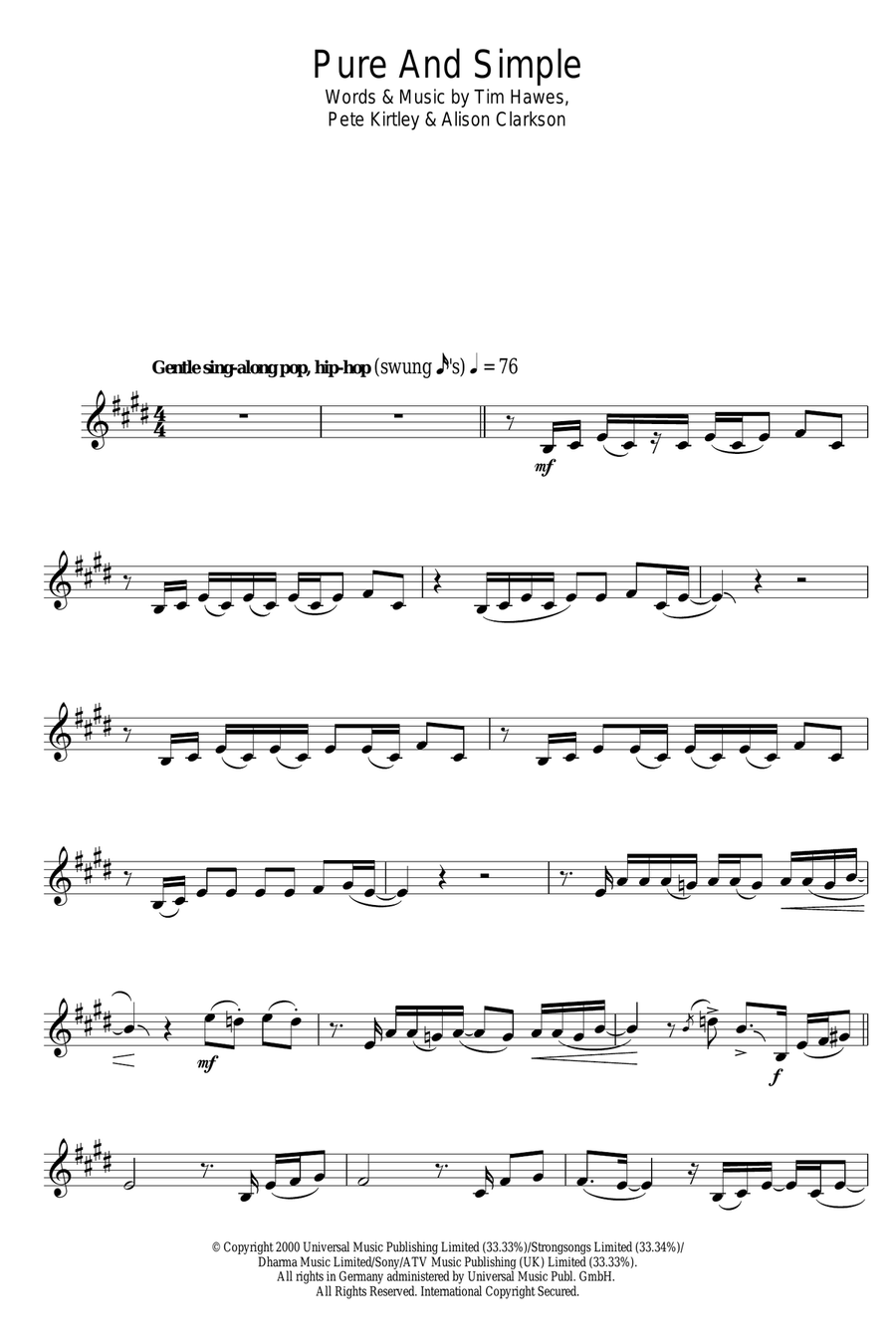 Pure And Simple Clarinet Solo scores gallery preview page 1