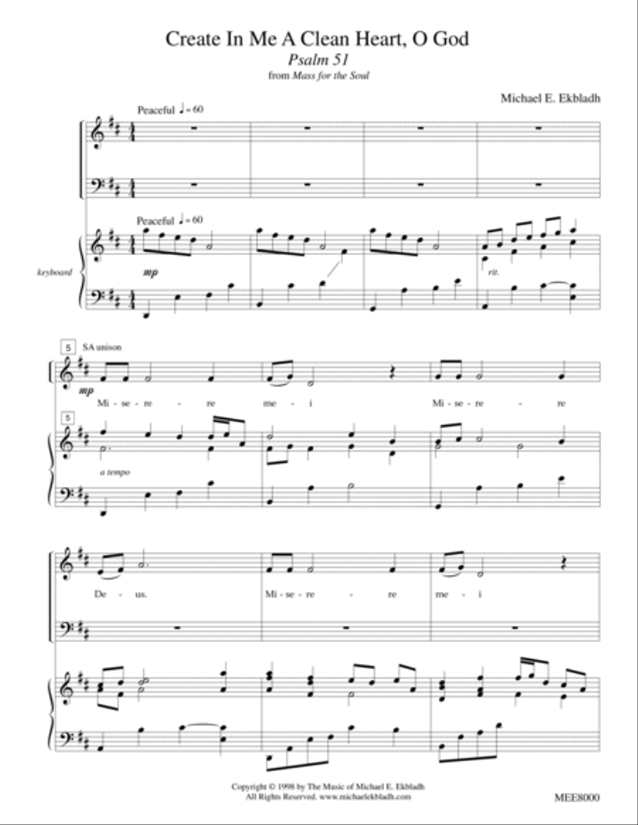 Create In Me a Clean Heart (from Mass for the Soul) 4-Part scores gallery preview page 3