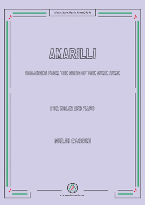 Book cover for Caccini-Amarilli, for Violin and Piano