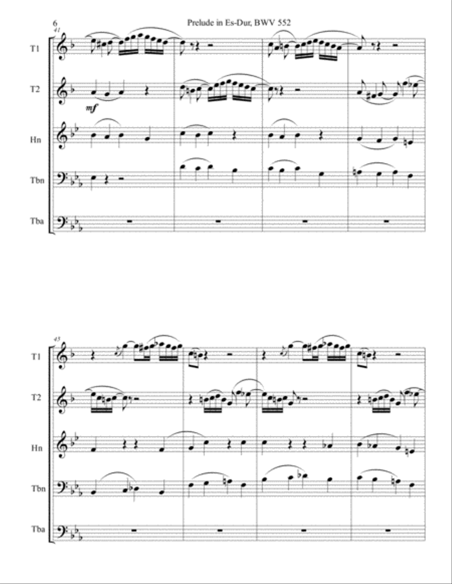 Bach's Prelude and Fugue in E-Flat, BWV 552 Brass Ensemble scores gallery preview page 6