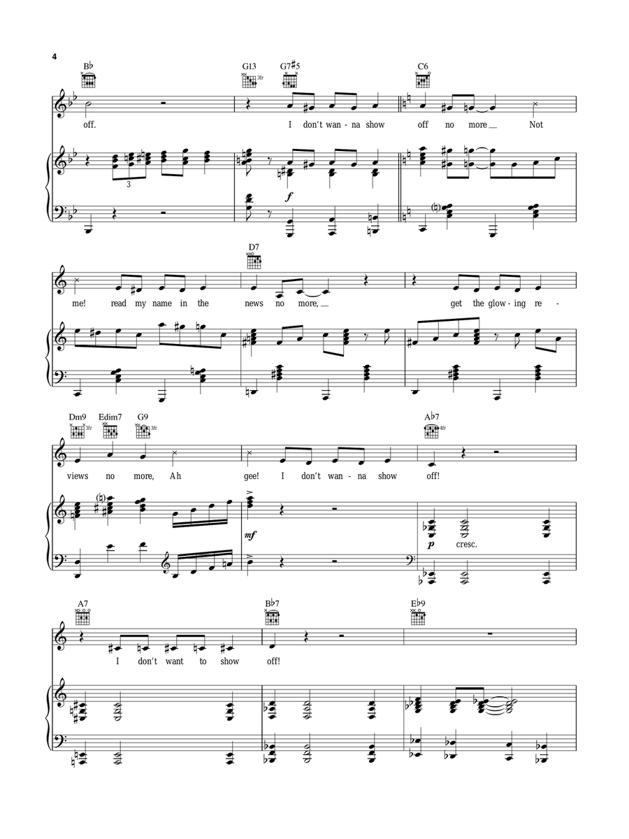 Show Off (from The Drowsy Chaperone Musical) Piano, Vocal, Guitar scores gallery preview page 4