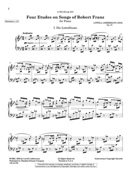Four Etudes on Songs of Robert Franz