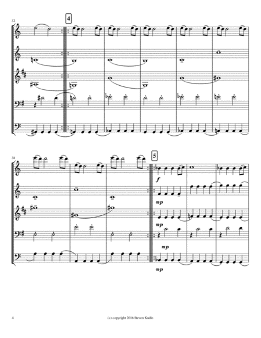 Minimalist Piece No. 39 for Wind Quintet Woodwind Quintet scores gallery preview page 4